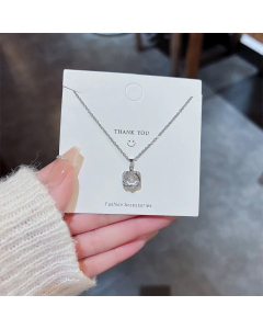 Fashion Bear Bow Knot Heart Titanium Steel Inlaid Gold Artificial Pearls Rhinestones Pendant Necklace-01