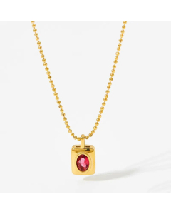 Vintage Style Square Stainless Steel Plating Zircon Pendant Necklace