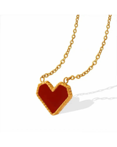Sweet Plating Acrylic Heart Shape Titanium Steel  Pendant Necklace