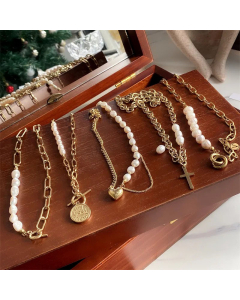 Fashion Five-Pointed Star Titanium Steel OT Buckle Hollow Chain Necklace Colorza