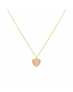 Sweet Plating Inlay Opal Heart Shape Titanium Steel Pendant Necklace Colorza