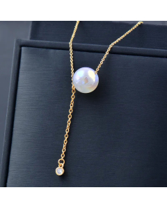 Temperament Created Pearl Shell Pendant Sainless Steel Necklace Colorza 