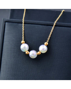 Temperament Created Pearl Shell Pendant Sainless Steel Necklace Colorza 