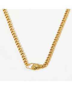 Casual Snake Head Inlaid Rhinestone Stainless Steel Plating Necklace 