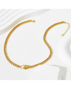 Casual Snake Head Inlaid Rhinestone Stainless Steel Plating Necklace 