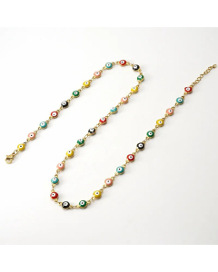Fashion Round Devil's Eye Beads Titanium Steel Necklace Colorza