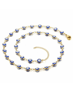 Fashion Round Devil's Eye Beads Titanium Steel Necklace Colorza