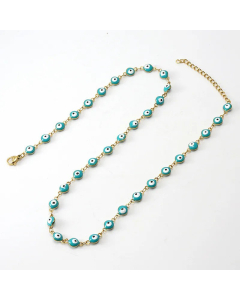 Fashion Round Devil's Eye Beads Titanium Steel Necklace Colorza