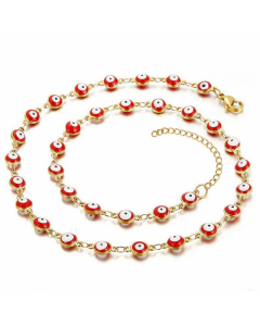 Fashion Round Devil's Eye Beads Titanium Steel Necklace Colorza