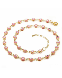 Fashion Round Devil's Eye Beads Titanium Steel Necklace Colorza
