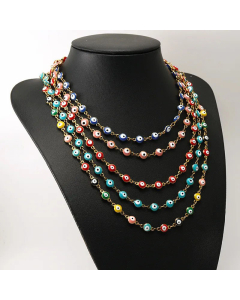 Fashion Round Devil's Eye Beads Titanium Steel Necklace Colorza
