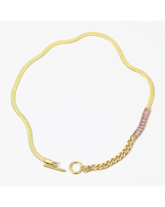 Classic OT Buckle Patchwork Plating Zircon Stainless Steel Necklace
