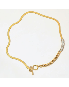 Classic OT Buckle Patchwork Plating Zircon Stainless Steel Necklace