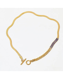 Classic OT Buckle Patchwork Plating Zircon Stainless Steel Necklace