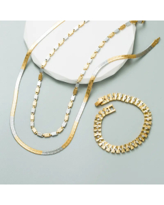 Fashion Bowknot Flat Snake Chain Titanium Steel Plating Necklace Colorza 