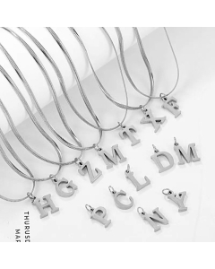 Fashion 26 Initial Letter Titanium Steel Gold Plated Necklace