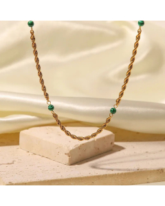 Simple Style Striped Beads Stainless Steel Plating Necklace