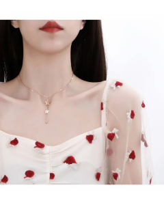 Fashion Star Plating Pendant Tassel Titanium Steel Necklace Colorza 