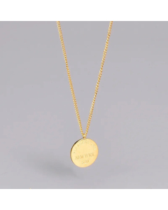 Fashion Gold Plated Round Letter Stainless Steel Pendant Necklace