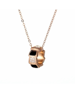 Classic Zircon Inlaid Geometric Titanium Steel Pendant Necklace Colorza 