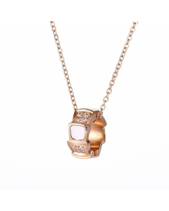 Classic Zircon Inlaid Geometric Titanium Steel Pendant Necklace Colorza 