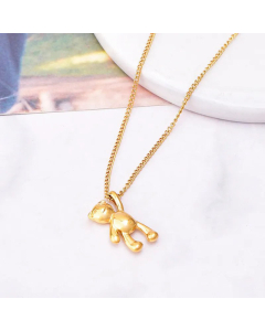 Cute Bear Pendent Titanium Steel Plating Necklace Fine Jewelry