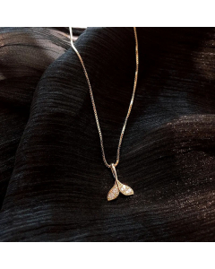 Elegant Zircon Inlaid Heart Butterfly Pendent Titanium Steel Plating Rhinestones Necklace Colorza 