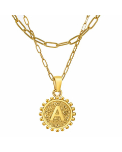 Fashion Letter Pendent Plating Layered Paperclip Chain Titanium Steel Necklaces Colorza