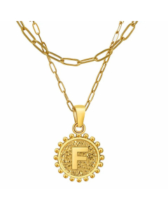Fashion Letter Pendent Plating Layered Paperclip Chain Titanium Steel Necklaces Colorza