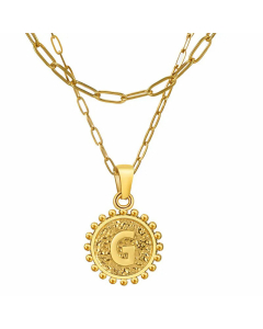 Fashion Letter Pendent Plating Layered Paperclip Chain Titanium Steel Necklaces Colorza