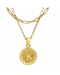 Fashion Letter Pendent Plating Layered Paperclip Chain Titanium Steel Necklaces Colorza