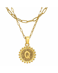 Fashion Letter Pendent Plating Layered Paperclip Chain Titanium Steel Necklaces Colorza
