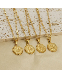 Fashion Letter Pendent Plating Layered Paperclip Chain Titanium Steel Necklaces Colorza
