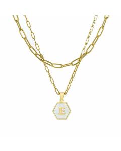 Fashion Plating Inlay Shell Letter Stainless Steel Titanium Steel Layered Necklaces Colorza