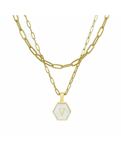 Fashion Plating Inlay Shell Letter Stainless Steel Titanium Steel Layered Necklaces Colorza