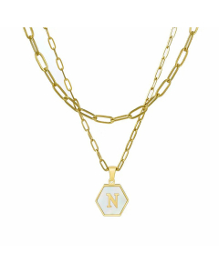 Fashion Plating Inlay Shell Letter Stainless Steel Titanium Steel Layered Necklaces Colorza