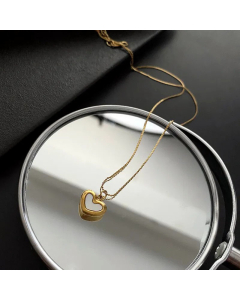 Classic Inlaid Shell  Heart Shape Pendent Titanium Steel Plating Necklace