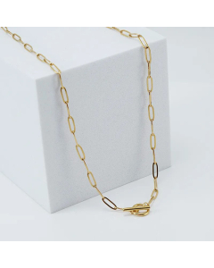 Plain Solid Color OT Buckle Papeclip Chain Titanium Steel Plating Necklace Colorza 