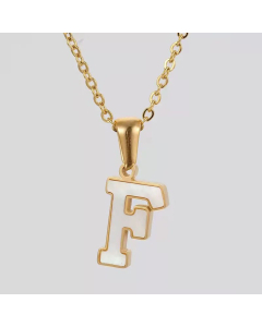 Fashion Plating Inlay Shell Letter Stainless Steel Titanium Steel Pendant Necklace Colorza -White-F