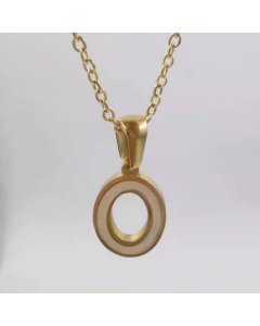 Fashion Plating Inlay Shell Letter Stainless Steel Titanium Steel Pendant Necklace Colorza -White-O
