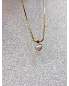 French Style  Heart Shape Plating Artificial Pearls Pendent Titanium Steel Necklace