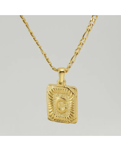 Fashion Letter Square Tag Titanium Steel Plating Pendant Necklace Colorza 