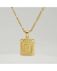 Fashion Letter Square Tag Titanium Steel Plating Pendant Necklace Colorza 