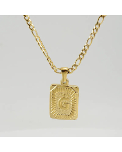 Fashion Letter Square Tag Titanium Steel Plating Pendant Necklace Colorza 