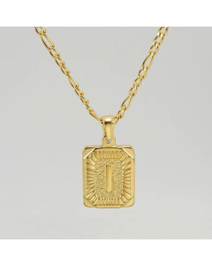 Fashion Letter Square Tag Titanium Steel Plating Pendant Necklace Colorza 