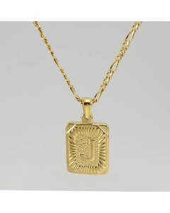 Fashion Letter Square Tag Titanium Steel Plating Pendant Necklace Colorza 