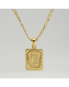 Fashion Letter Square Tag Titanium Steel Plating Pendant Necklace Colorza 