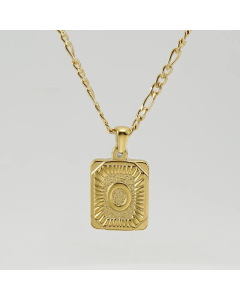 Fashion Letter Square Tag Titanium Steel Plating Pendant Necklace Colorza 
