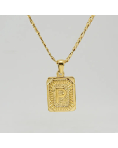 Fashion Letter Square Tag Titanium Steel Plating Pendant Necklace Colorza 