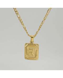 Fashion Letter Square Tag Titanium Steel Plating Pendant Necklace Colorza 